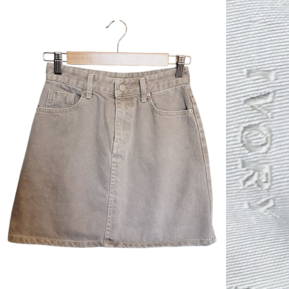 Ivory Grey Denim Skirt
